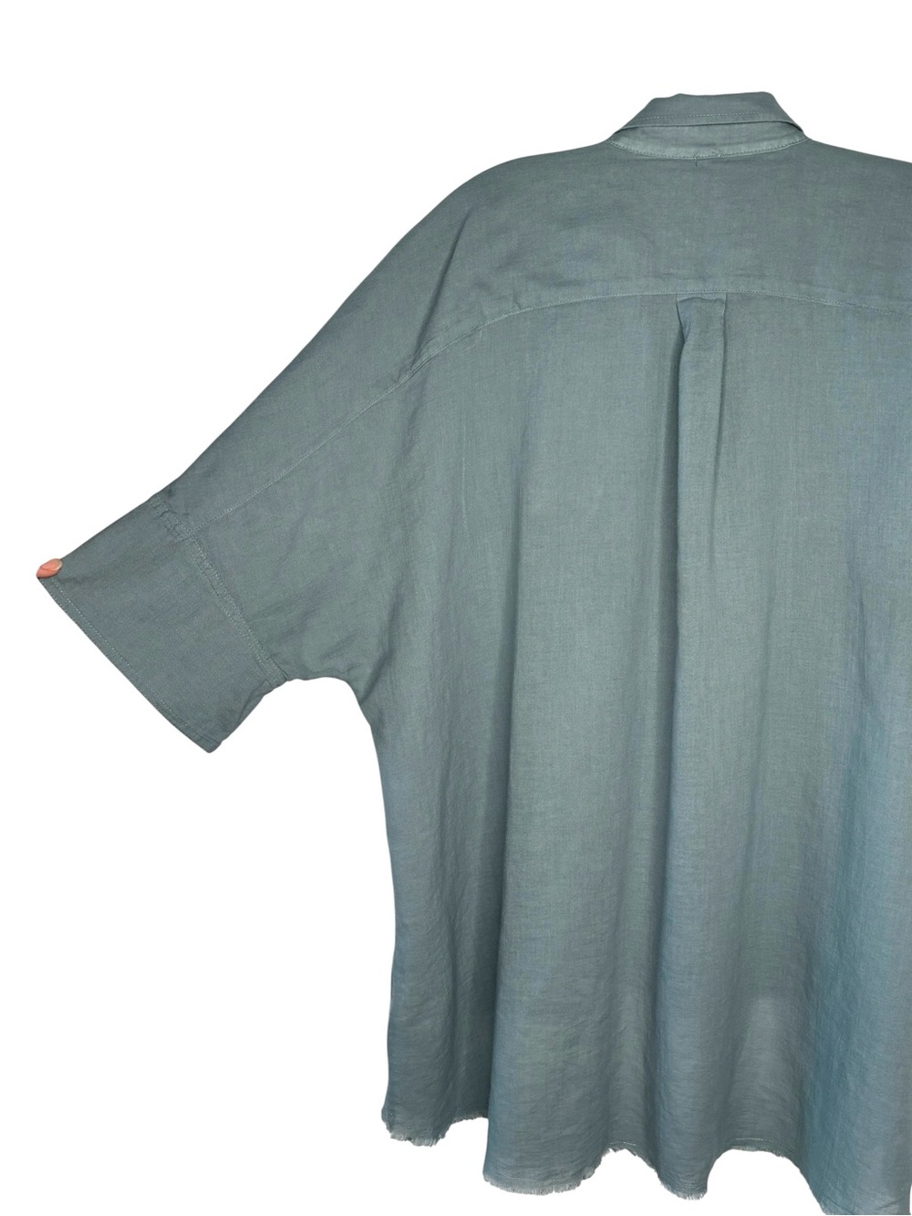 Free People We The Free ‘Made For Sun’ linen oversized shirt faded denim, Small - Picture 4 of 8